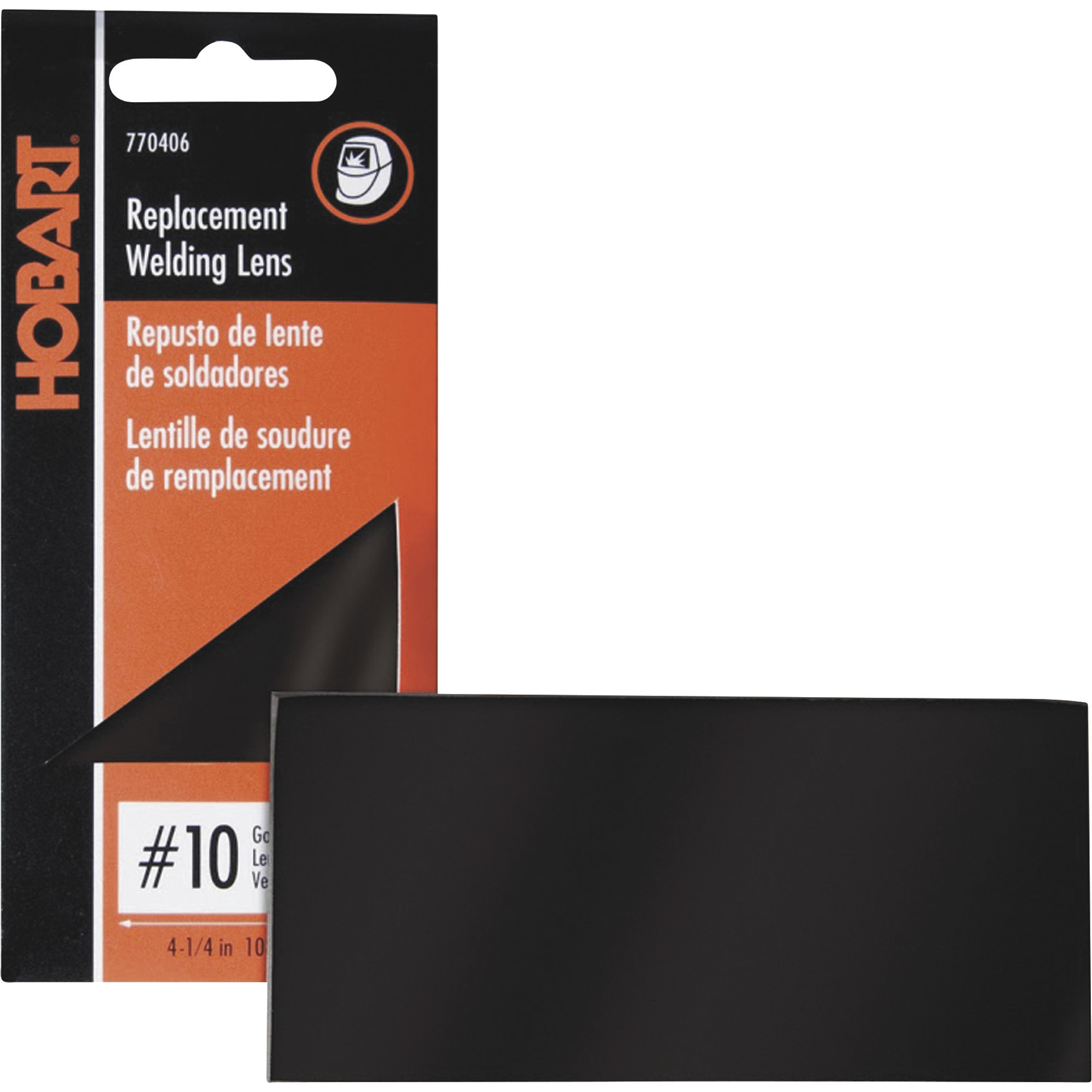 Hobart Welding Helmet Replacement Lens, Gold Shade #10, 2in. x 4 1/4in., Model# 770406